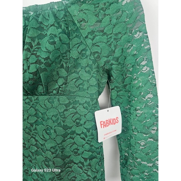 Girls, sz8, NWT Fabkids, green lace dress. - Picture 2 of 5
